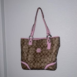 Purple brown Coach shoulder bag.